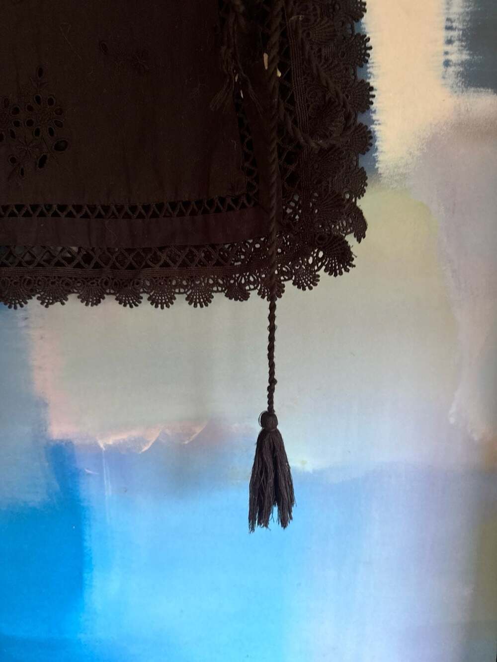Free People Black Eyelet Lace Tassel Cami Top Size XS - Picture 3 of 9